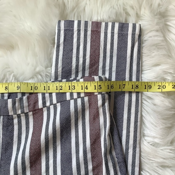 Free People Mod Linen Blend Boho Striped Trouser Pants 8 - Picture 7 of 9